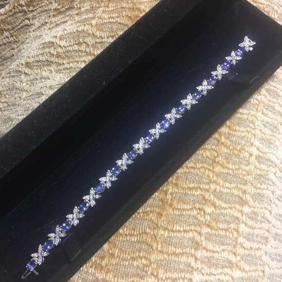 14K White & Yellow Gold Tanzanite Bracelet - Picture 5 of 8